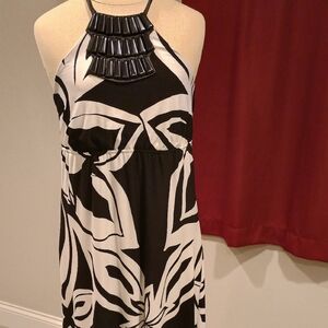 Bisou Bisou Black and White Backless Dress